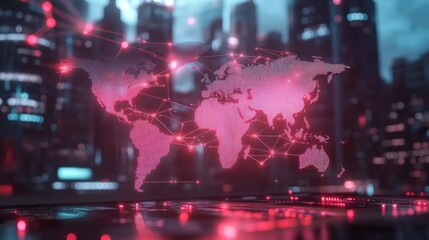 Global network map technology connecting world data