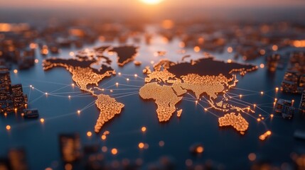 Connected world map global network and technology infrastructure