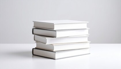 Stack of books on white surface still