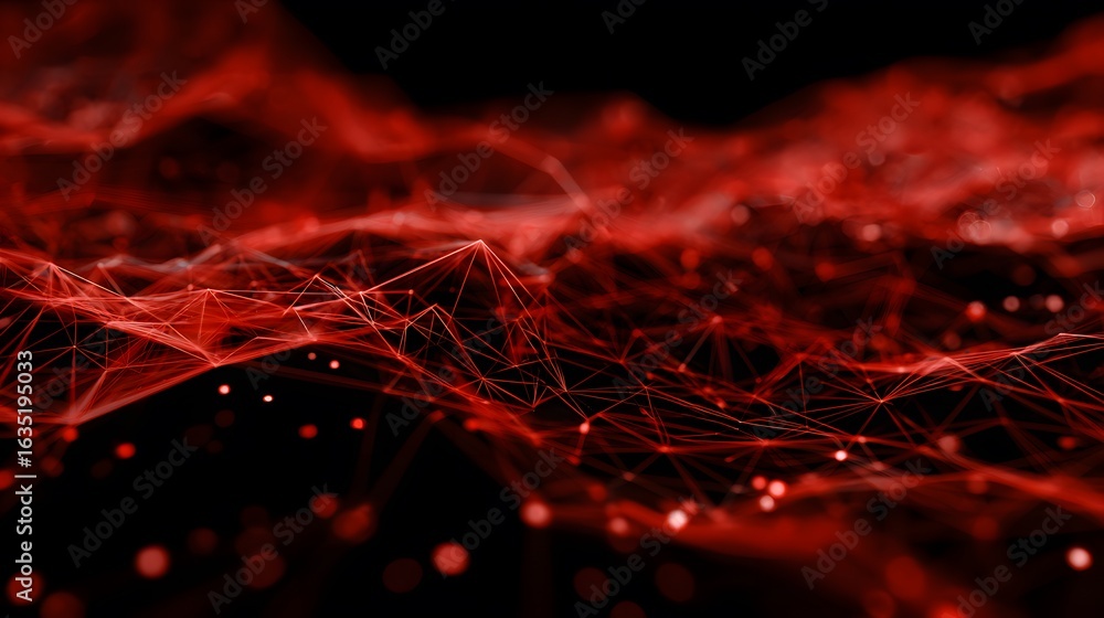 Poster a network of red lines and dots is set against a black background, creating a futuristic and tech-fo