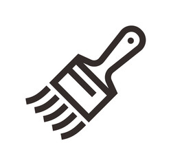 Simple graphic illustration of a paintbrush, showing the bristles and handle.