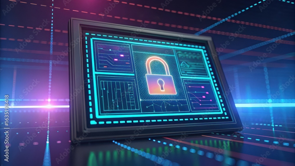 Poster high-tech security interface with gigapixel enhanced overlay design