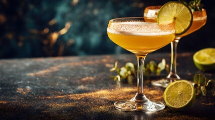 Refreshing Cocktail with Lime Slice