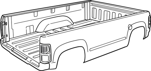 Truck Bed Drawing: Automotive Part Vector Illustration © Vhya
