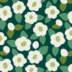 seamless flowers pattern, hand drawing abstract floral illustration