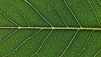 Obraz premium Extreme close-up macro shot of a vibrant green leaf, revealing its intricate vein patterns and natural texture