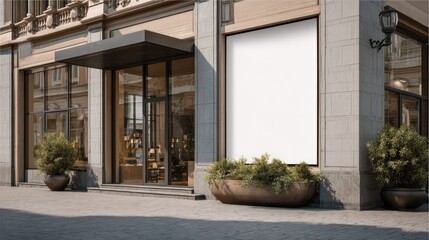 Obraz premium Blank billboard on store front facade