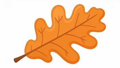 Fototapeta premium Vibrant orange oak leaf illustration, a simple and stylized symbol of the autumn season. Isolated vector graphic for fall decor.