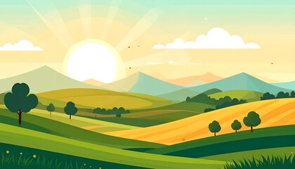 Obraz premium Sunrise over rolling hills