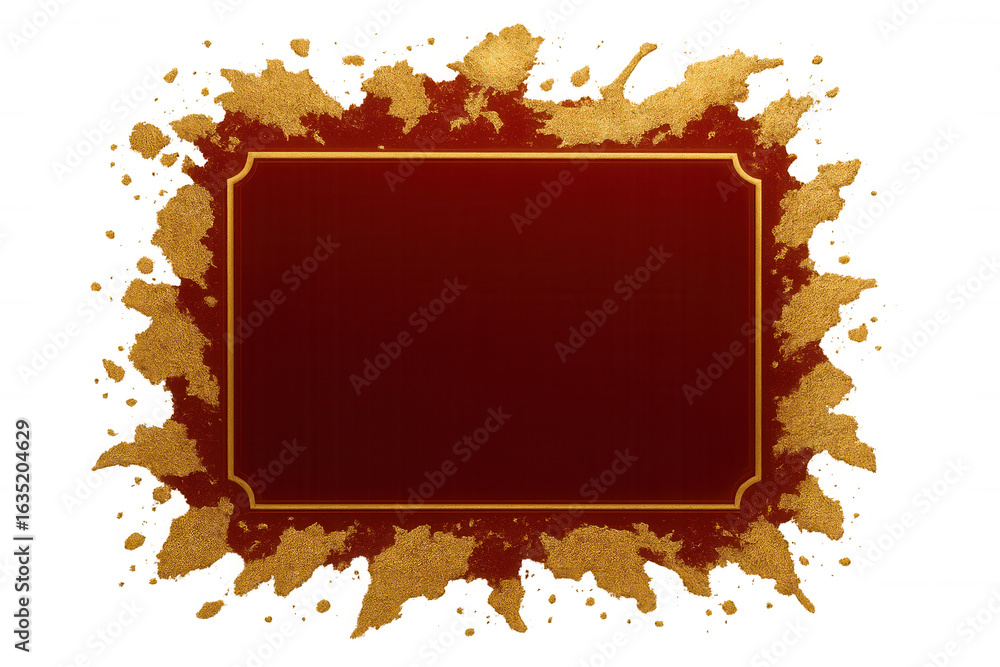 Poster red and gold frame with copy space, featuring a transparent background for easy integration into var