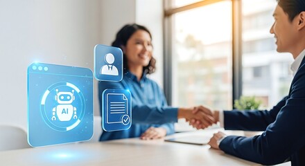 Future of work: AI integration handshake digital documents business partnership
