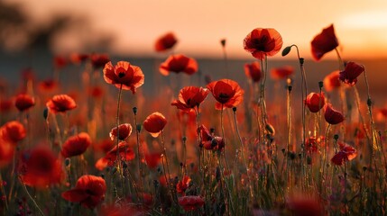 Sunset Poppy Field: A Symphony of Red