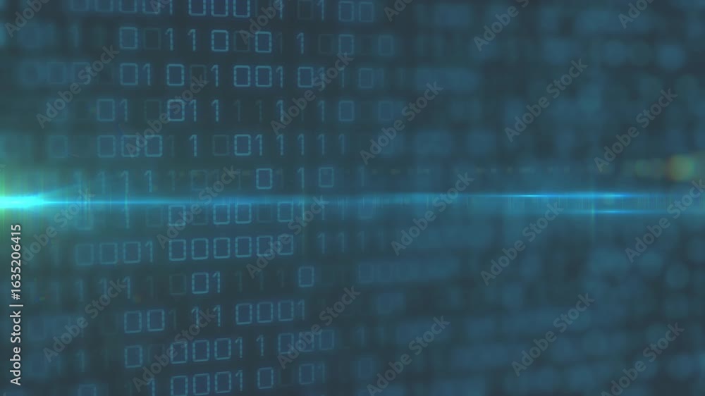 Aufkleber binary matrix pausing before cyan scan beam forming, scanning nodes, node blooming ring dissolving