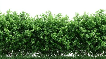 Fototapeta premium Green lush hedge isolated background