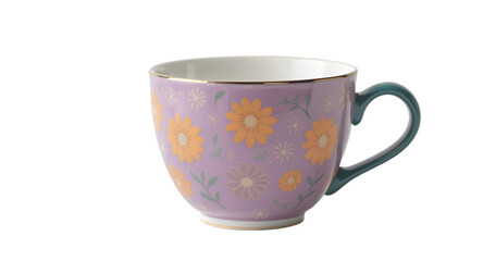 Lavender Floral Teacup, Ceramic Mug with Gold Rim, Pretty Daisy Design
