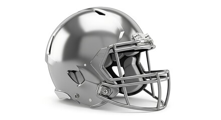Fototapeta premium Shiny Silver Football Helmet Isolated on White