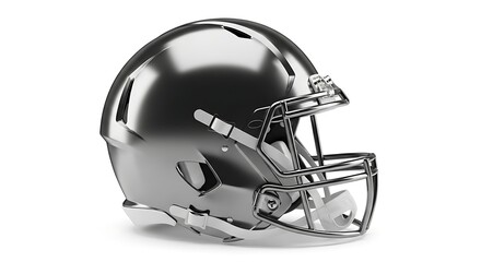 Naklejka premium Silver American Football Helmet Isolated on White Background