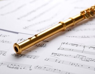Golden flute on sheet music (1)