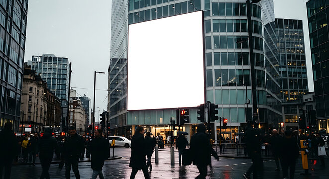  Blank Vertical Urban Billboard Mockup with Film Grain