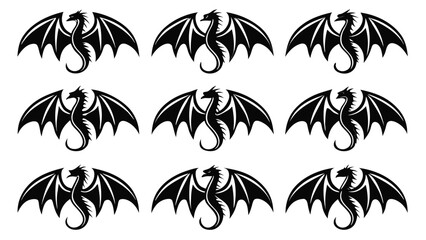 Obraz premium Black dragons with wings mythical creature fantasy