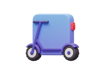 Electric Delivery Scooter Isolated on White Background 3D Render Illustration for Modern Transportation and Eco Friendly Service