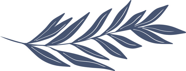 Vector silhouette illustration of a black and white floral design with a bird and feather elements