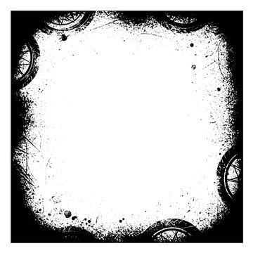 Distressed Black and White Frame with Bicycle Wheel Accents