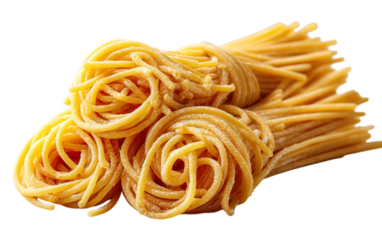 Yellow pasta exhibits a coiled texture with studio lighting, ideal for food blogging, recipe layouts, and restaurant websites.