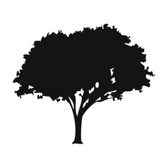 Hand drawn tree silhouette on white background