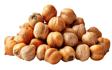 Brown Betel Nuts Stack Show Textures. Close-up, overhead shot useful for product photography, health-related blogs, or commercial projects.