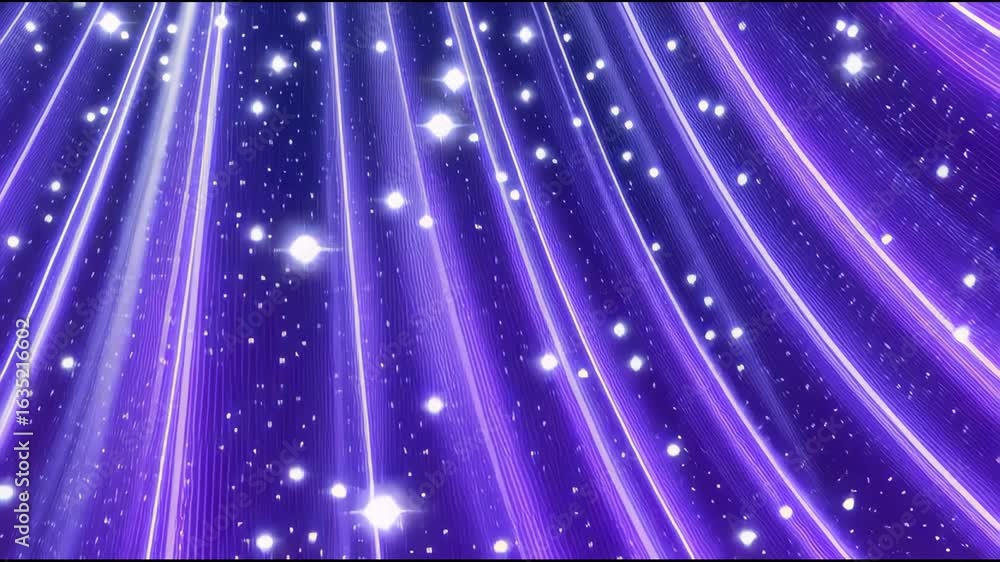 Aufkleber glowing purple light streaks with sparkling white particles create dynamic magical abstract backgrou
