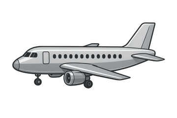 Fototapeta premium Silver passenger airplane flying, featuring a transparent background for easy integration into various design projects