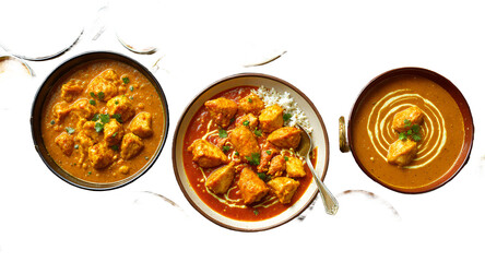 Authentic Indian Cuisine Delicious Chicken Curry, Rice, Naan More