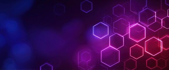 Abstract purple and blue background with a hexagonal pattern for technology, science, or business concept digital geometric tech design with a glowing connection line network Generative AI