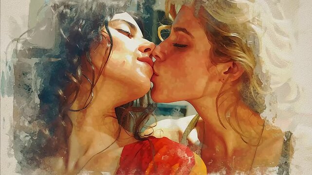 Intimate Embrace between Two Women in Artistic Soft Focus with ai generated