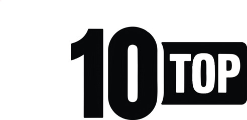 Bold black number 10 with the word top in a box