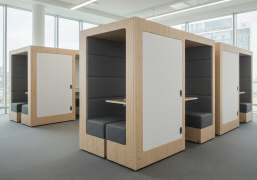 Modern office pods for private meetings and focused work - Powered by Adobe