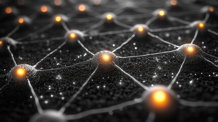 Network of glowing nodes on dark matrix