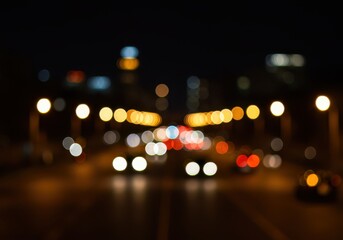 Abstract city lights and traffic blur at night