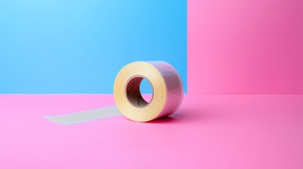 Roll of tape on vibrant pink and blue backdrop