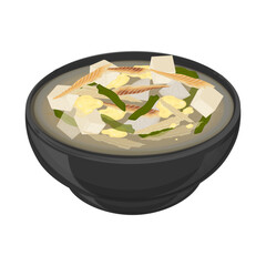 Vector Illustration Logo Clipart Dried pollock soup Bugeoguk on a Bowl