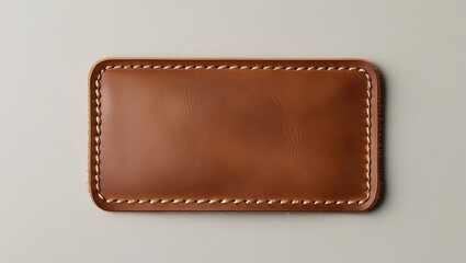Minimalist brown leather cardholder with detailed stitching