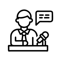 Reporter speech icon in line style
