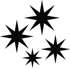 Obraz premium Four Black Starburst Shapes on a White Background stars sparkle