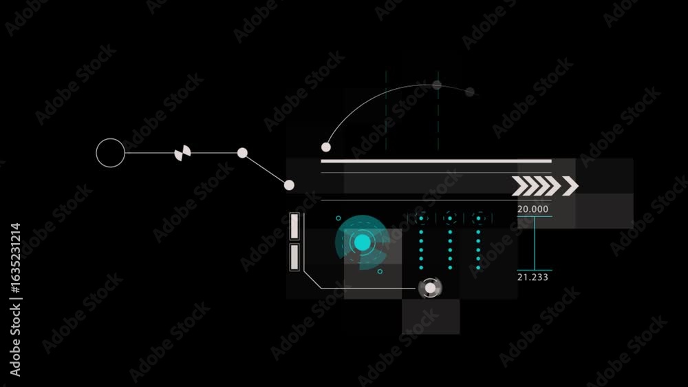 Fototapete a seamless animation loop of a futuristic, abstract technology interface with glowing blue lights an