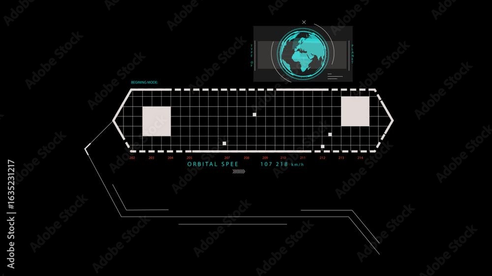 Aufkleber a digital map with a hexagonal grid shows white squares on the black background. a small, green sign
