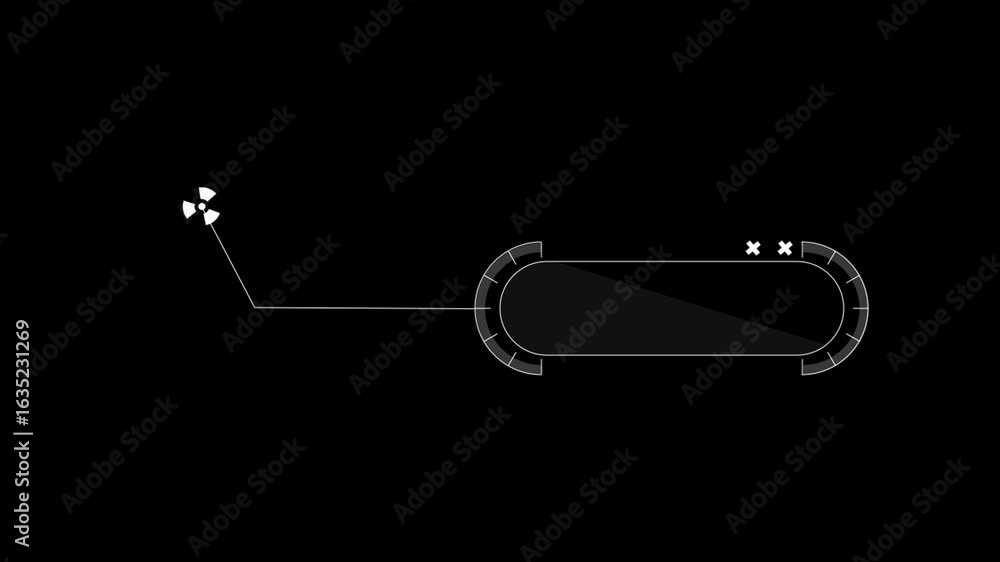 Poster a simple white gauge animation with a black background. the gauge moves from left to right, indicati