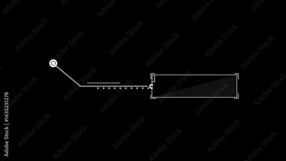 Poster a white line animation with a small circle at the end moves across the screen on a black background,