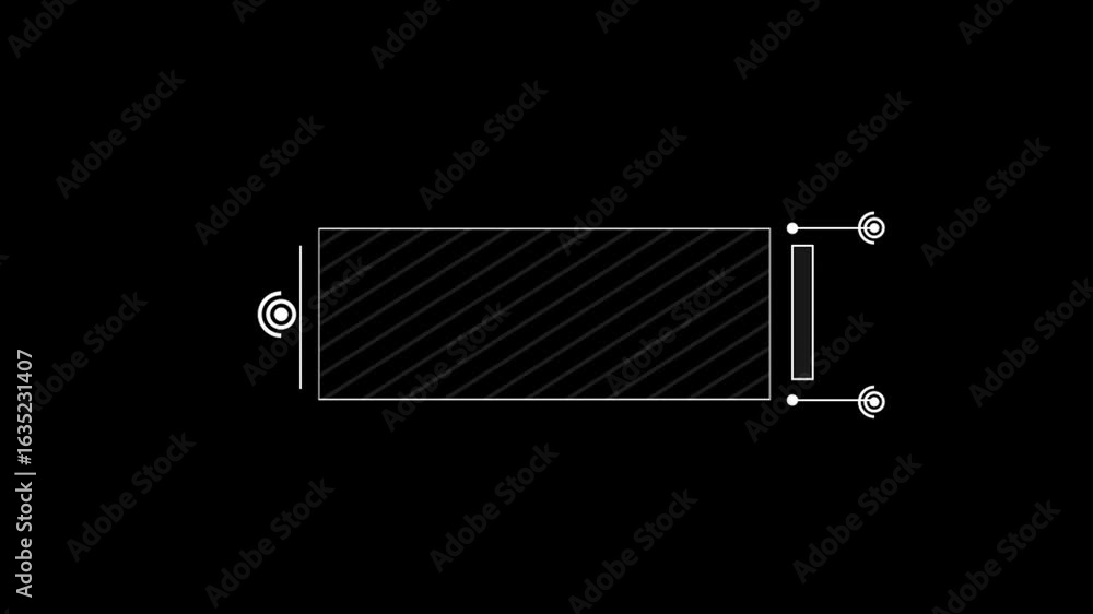 Aufkleber a white loading bar animation with diagonal lines appears on a black background
