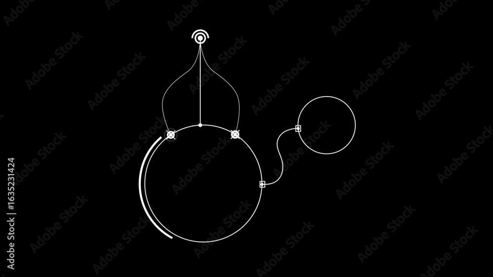 Poster a white circle with a geometric design appears in the center of the screen on a black background